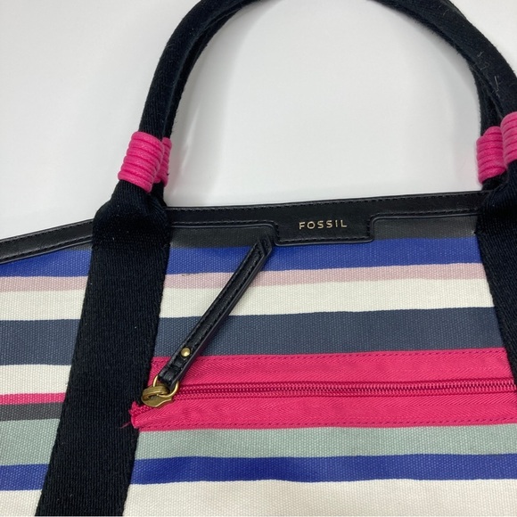 Fossil | Eliza Multi Color Stripe Tote Beach Bag - Picture 2 of 8